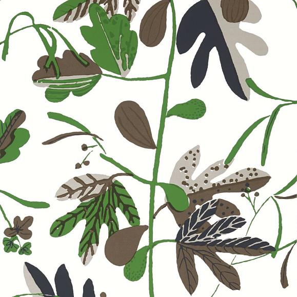 Обои Thibaut T16208 Matisse Leaf Black and Green