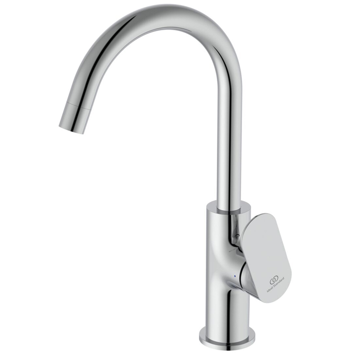 Ideal Standard Ceralife O Смеситель для раковины, на 1 отв., H21.5см., с поворотным изливом, с донным клапаном, цвет: хром