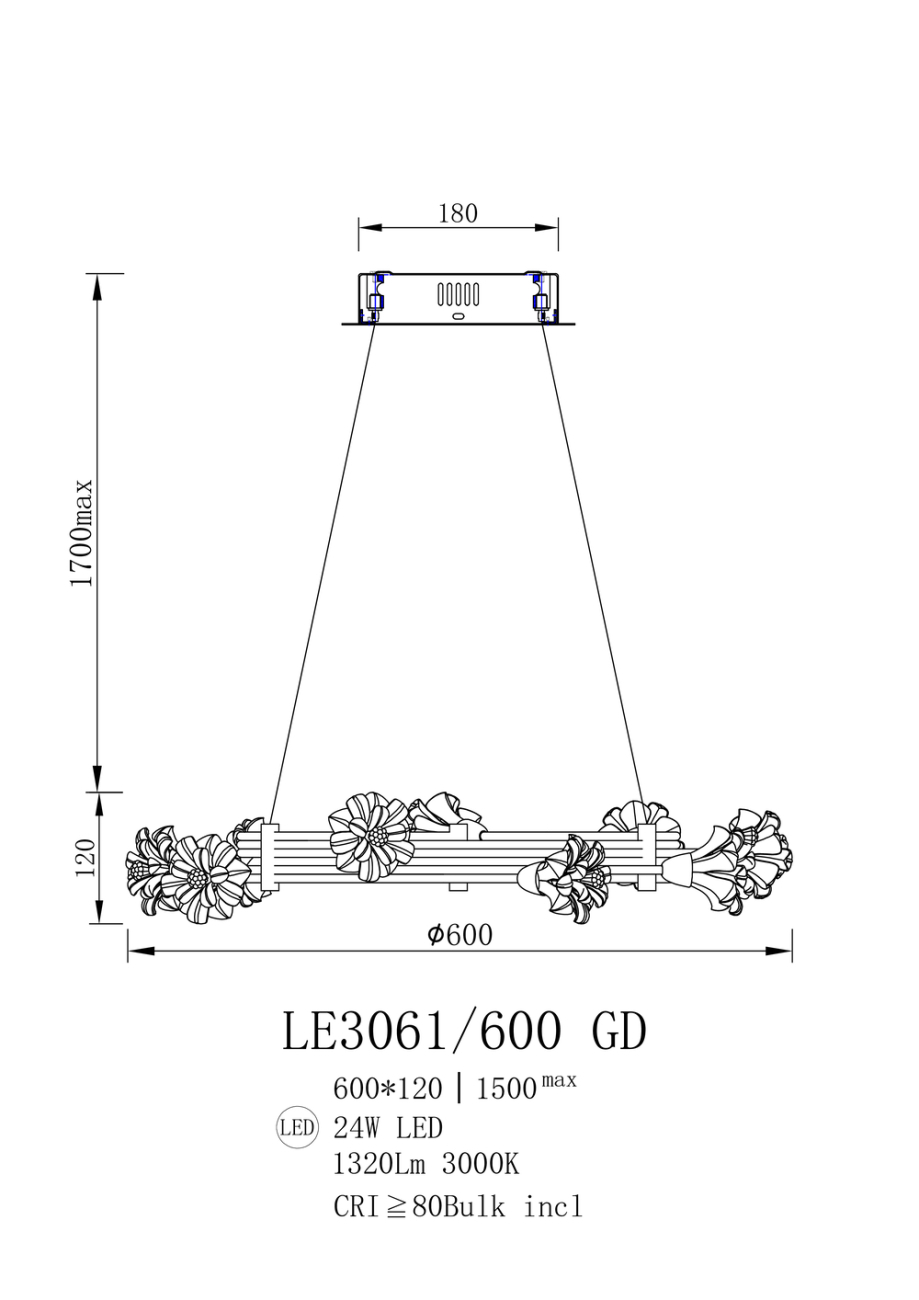 Подвесная люстра Octavia LE3061/600 GD