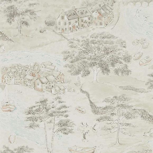 Обои Sanderson 216489 Sea Houses Charcoal/Linen