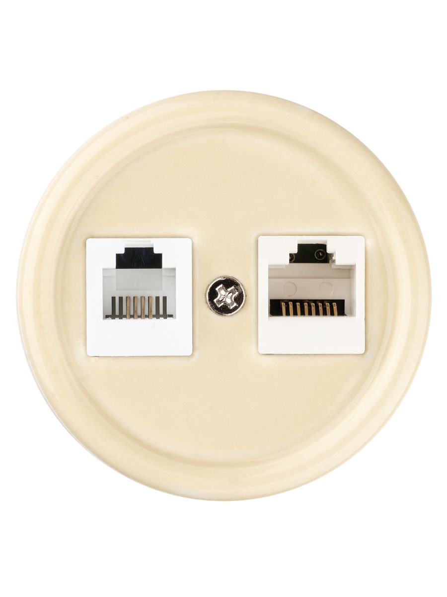 Розетка телефонная RJ11 + компьютерная RJ45 сл. кость Болонь TDM Electric SQ1820-0352