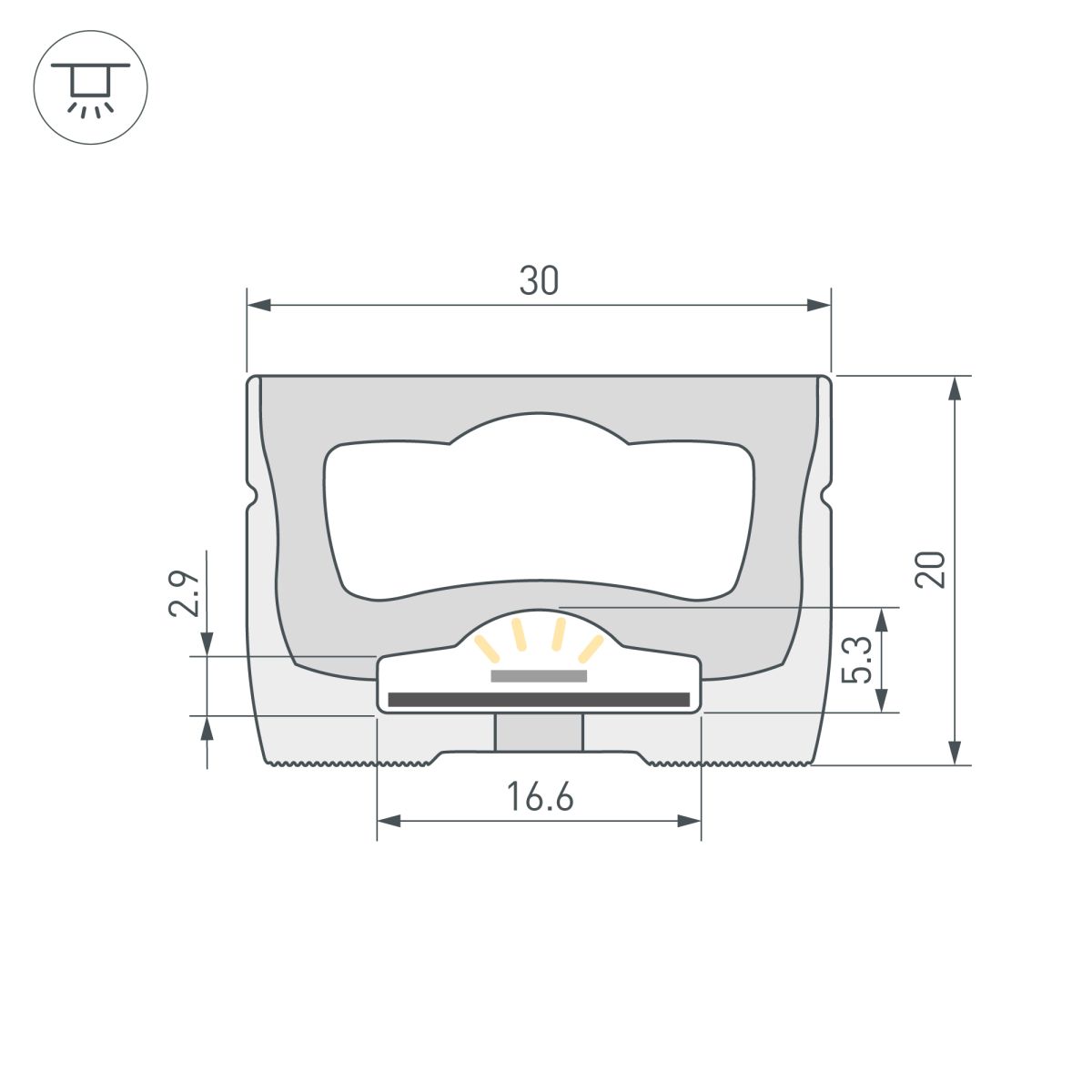 Силиконовый профиль Arlight WPH-FLEX-3020-TOP-S16-5m WHITE (Силикон) 062408