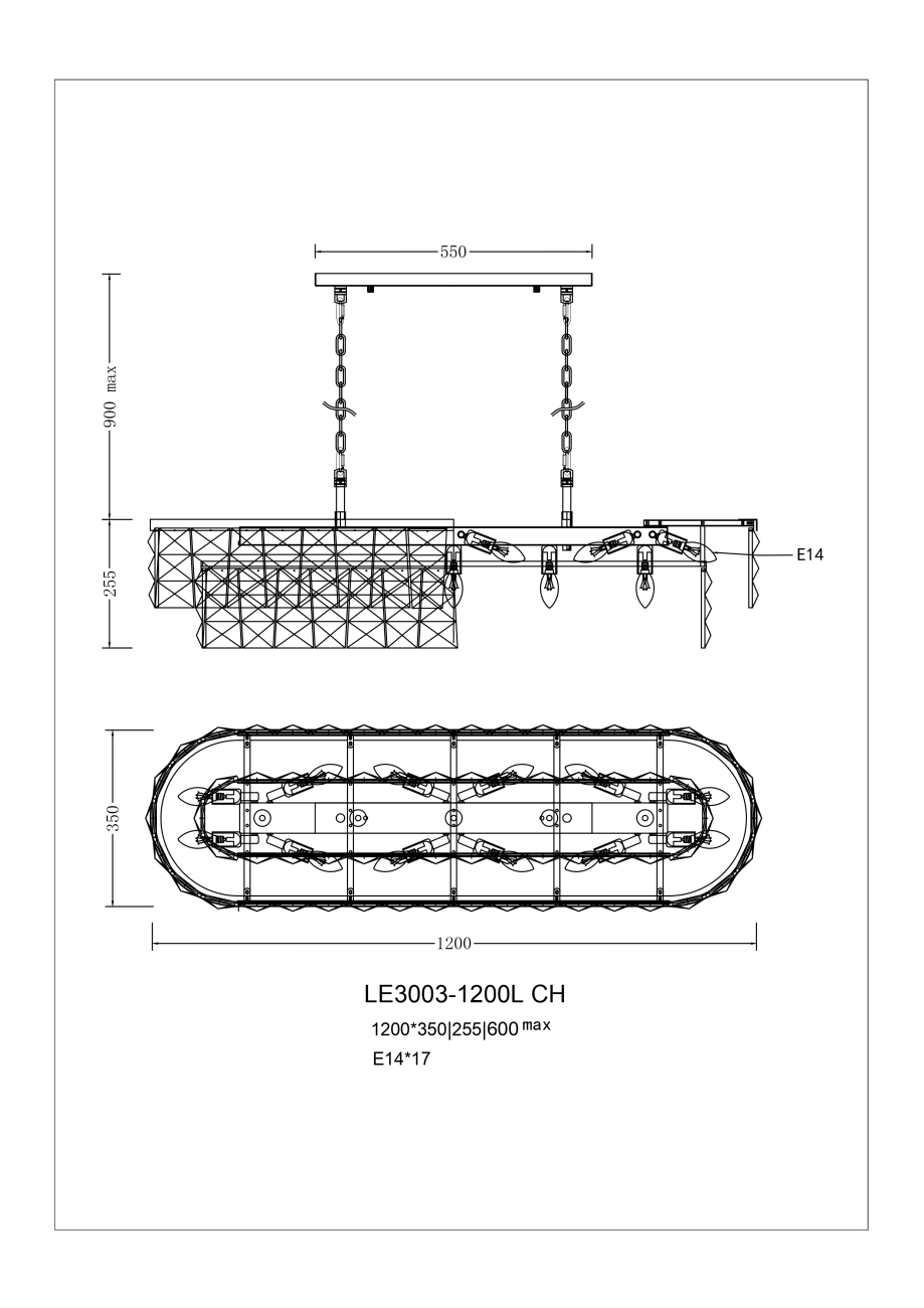 Подвесная люстра Cristal LE3003/1200L CH