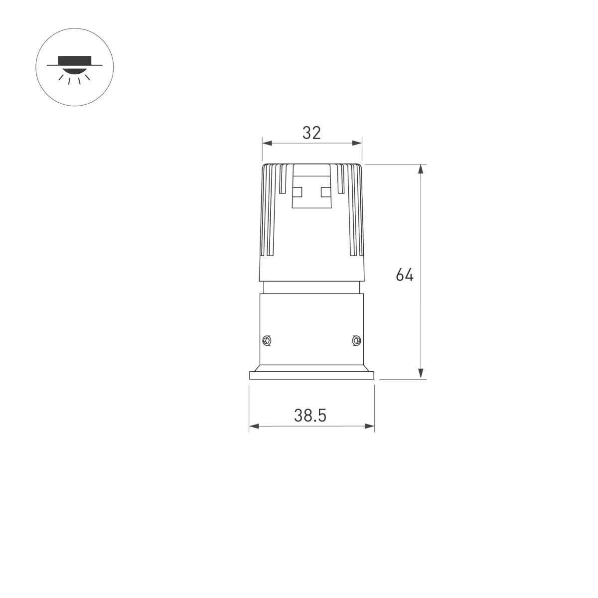 Светильник безрамочный Arlight DL-INTRAL-R39-6W Warm3000 (Черный RAL9005, 50 deg, 230V) (IP20 Металл) 064942