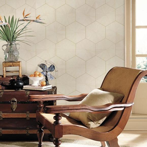 Обои York HO2101 Hexagram Wood Veneer Ivory