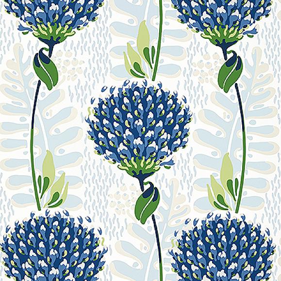 Обои Thibaut T10650 Tiverton Blue and Green