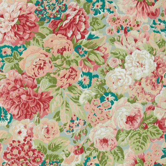 Обои Sanderson 217029 Rose And Peony Blue Clay/Carmen Lt