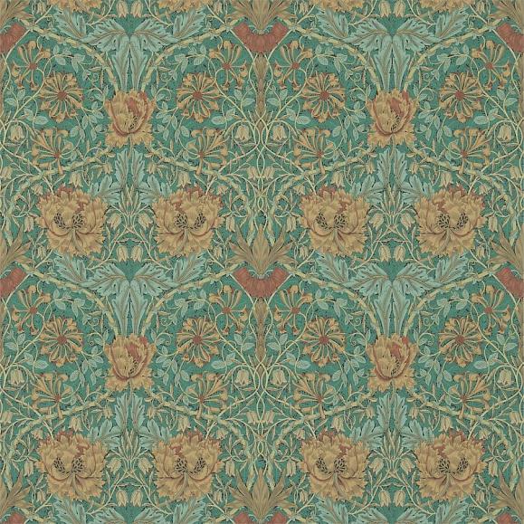 Обои Morris 214704 Honeysuckle & Tulip Emerald/Russet