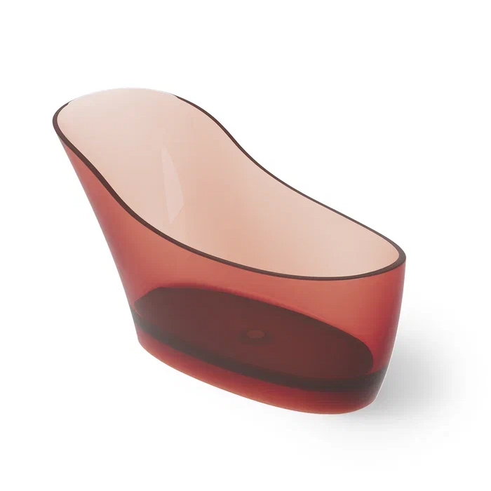 Dea Design Elegant Ванна 169x75x88см., отдельностоящая, Glasstech, прозрачная смола, цвет: pomegranate