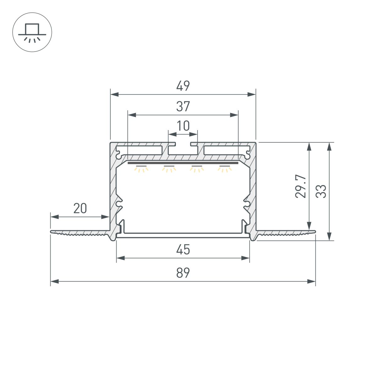 Профиль Arlight LINIA45-FANTOM-3000 ANOD (Алюминий) 059471