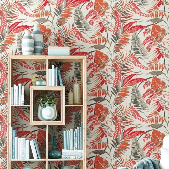 Обои York TC2627 Tropical Toss Coral/Beige