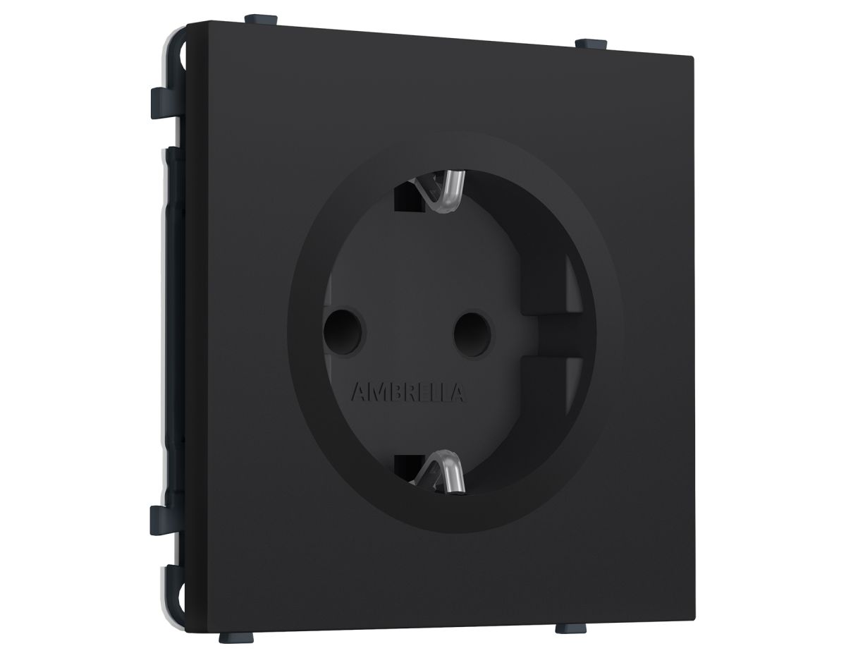 Комплект механизма электрической розетки SIGMA Черный Мягкое касание 50Hz 2P+E с/з с/ш 16A-250V QUANT PRO Ambrella Volt MS987010 (SP9870, PR141)