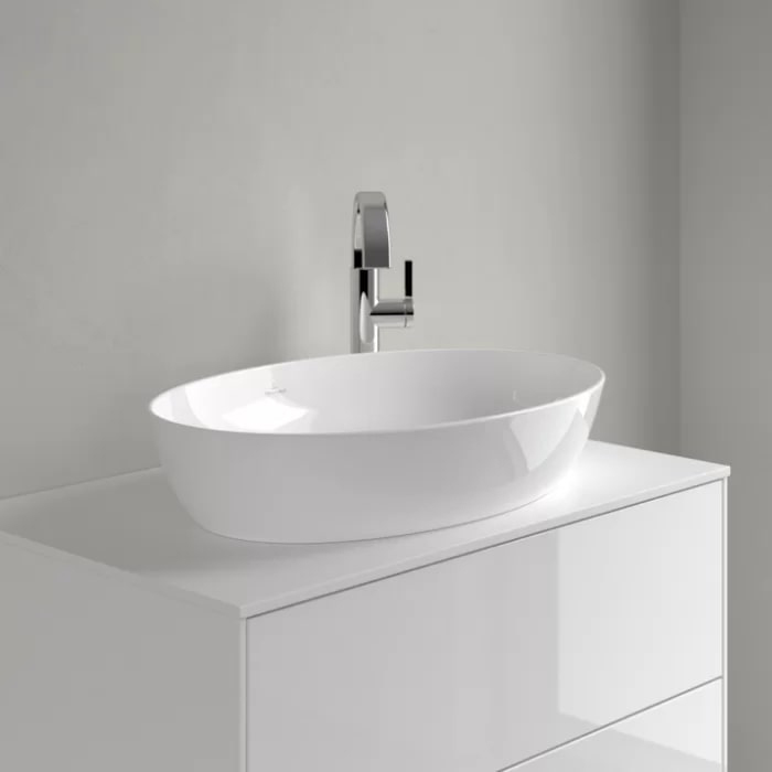 Villeroy&Boch Artis Раковина 61х42х12.5см., накладная, без отв., без перелива, TitanCeram, цвет: альпийский белый
