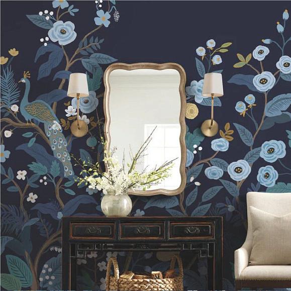 Панно York RP7396M Peacock Mural Navy