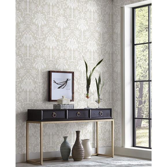 Обои York DM5013 Palmetto Palm Damask Beige