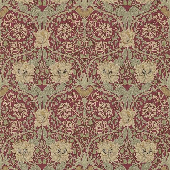 Обои Morris 214700 Honeysuckle & Tulip Red/Gold