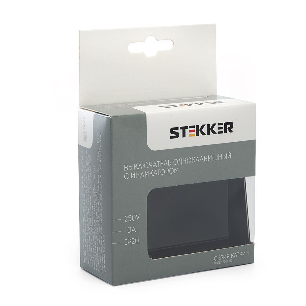 Выключатель 1-клавишный c индикатором Stekker Катрин GLS10-7001-05 250В 10А 39503