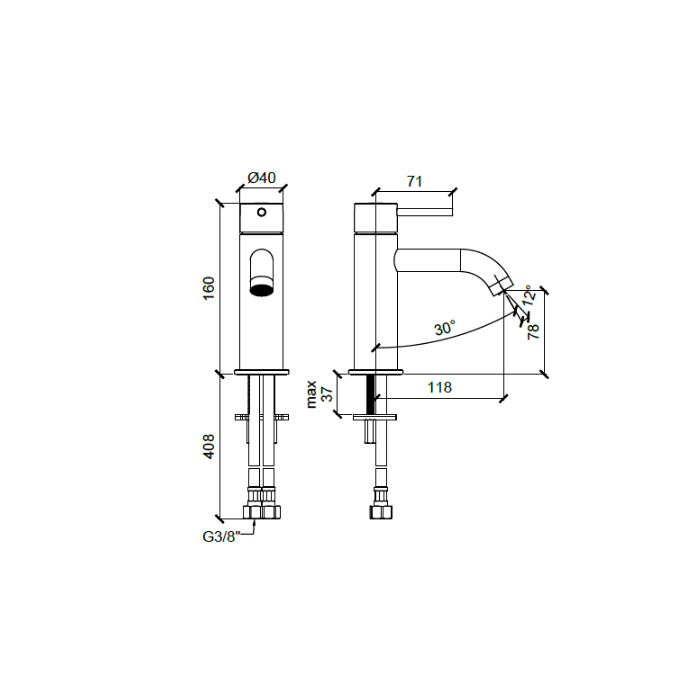 Almar Mixers Смеситель для раковины, 1 отв., без донного клапана, цвет: никель брашированный