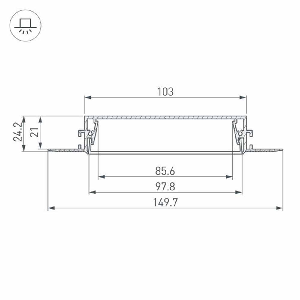 Алюминиевый профиль Arlight SL-Linia97-Fantom-2000 Anod 034987