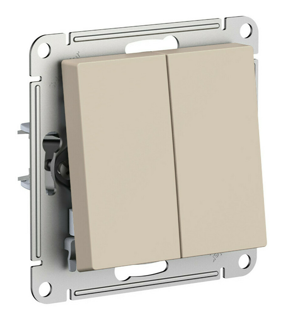 Переключатель 2-клавишный, сх.6/2, 10АХ, механизм Systeme Electric AtlasDesign Песочный ATN001265