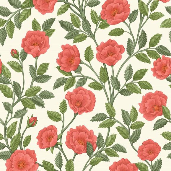 Обои Cole & Son 118/7013 Hampton Roses Rouge & Spring Green on Parchment