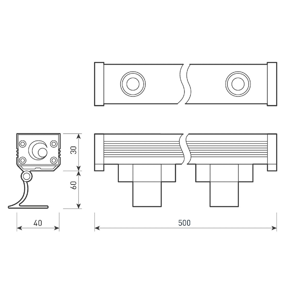 Линейный прожектор Arlight AR-LINE-500-12W Day4000 (GR, 15x60 deg, 230V) 041725