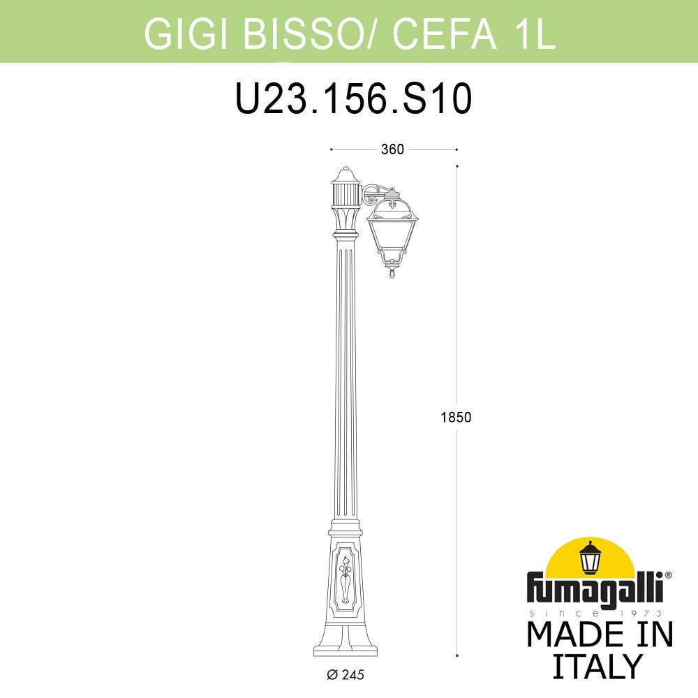 Садово-парковый светильник Fumagalli GIGI BISSO/CEFA 1L U23.156.S10.WXE27