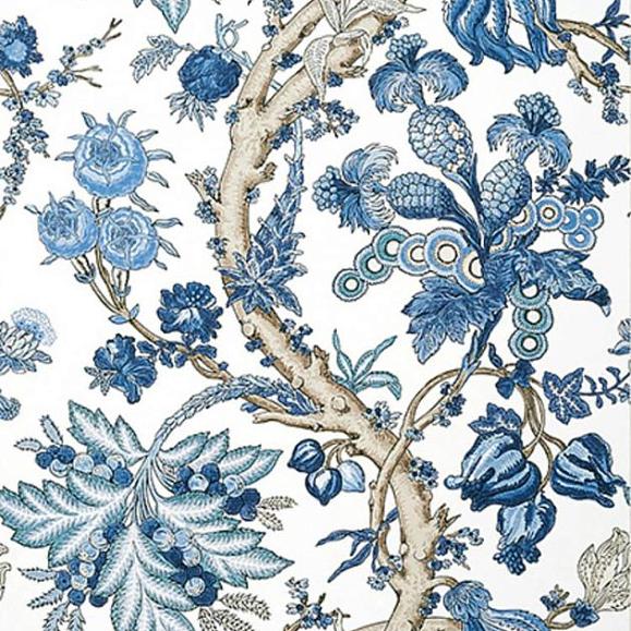Обои Thibaut T10846 Chatelain Blue and White