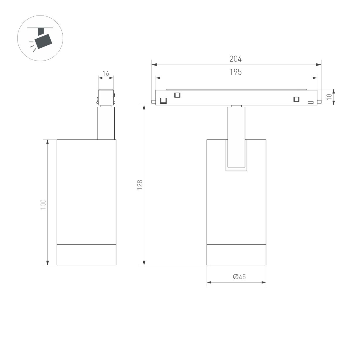 Трековый магнитный светильник Arlight MAG-ORIENT-SPOT-R45-12W Day4000-MIX (BK, 24 deg, 48V, TUYA Zigbee) (IP20 Металл) 061553