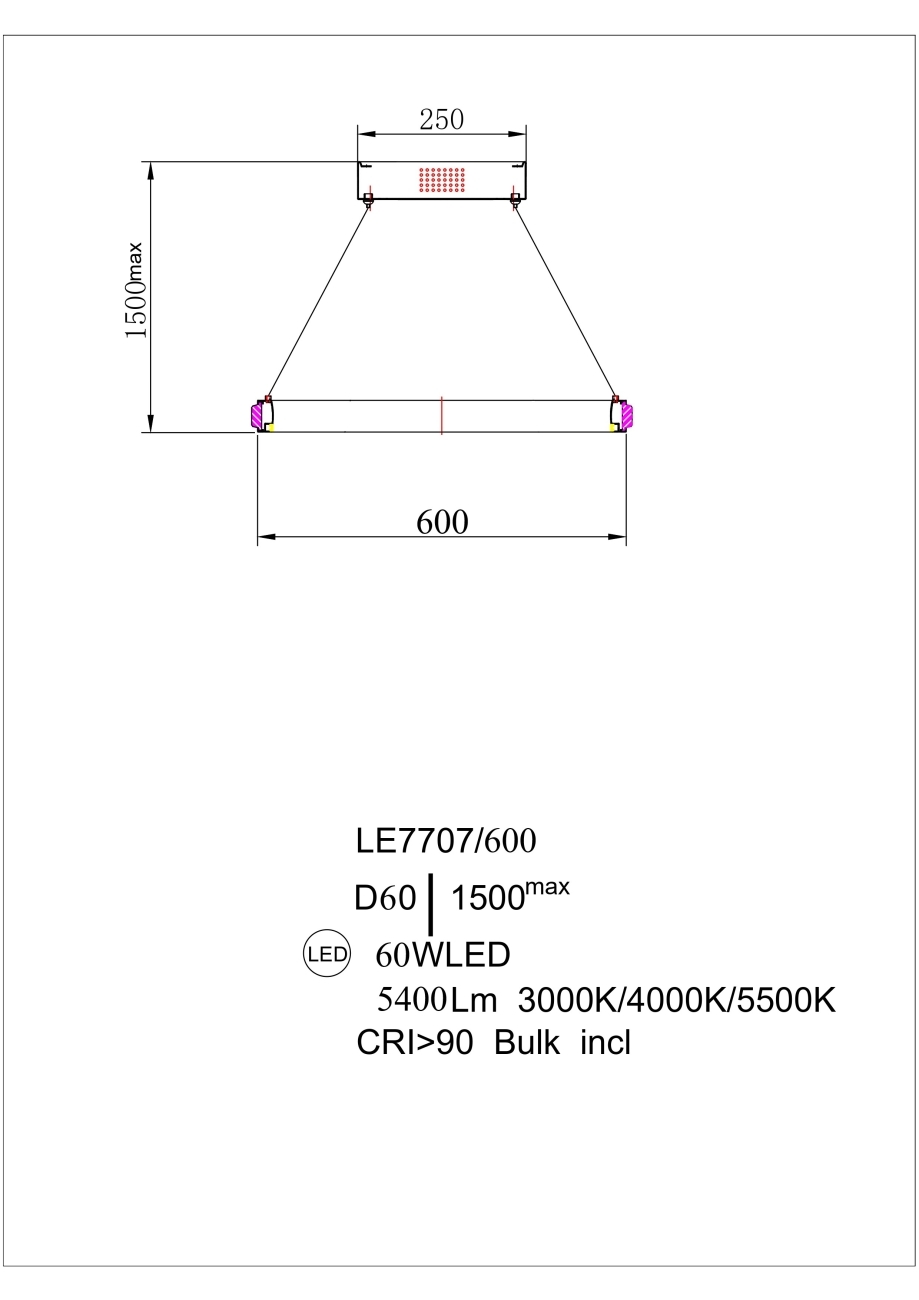 Подвесная люстра Aida LE7707/600 Gold