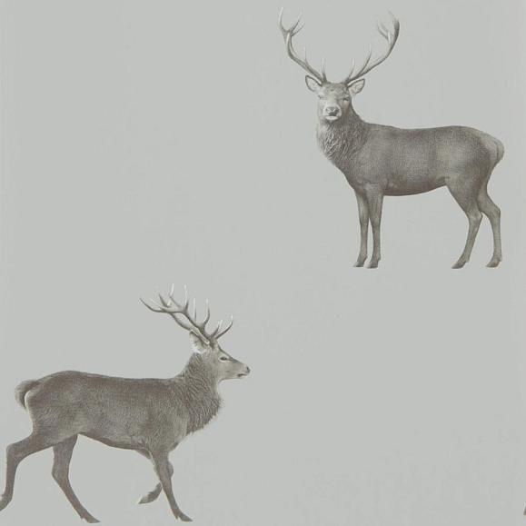 Обои Sanderson 216619 Evesham Deer Silver Grey