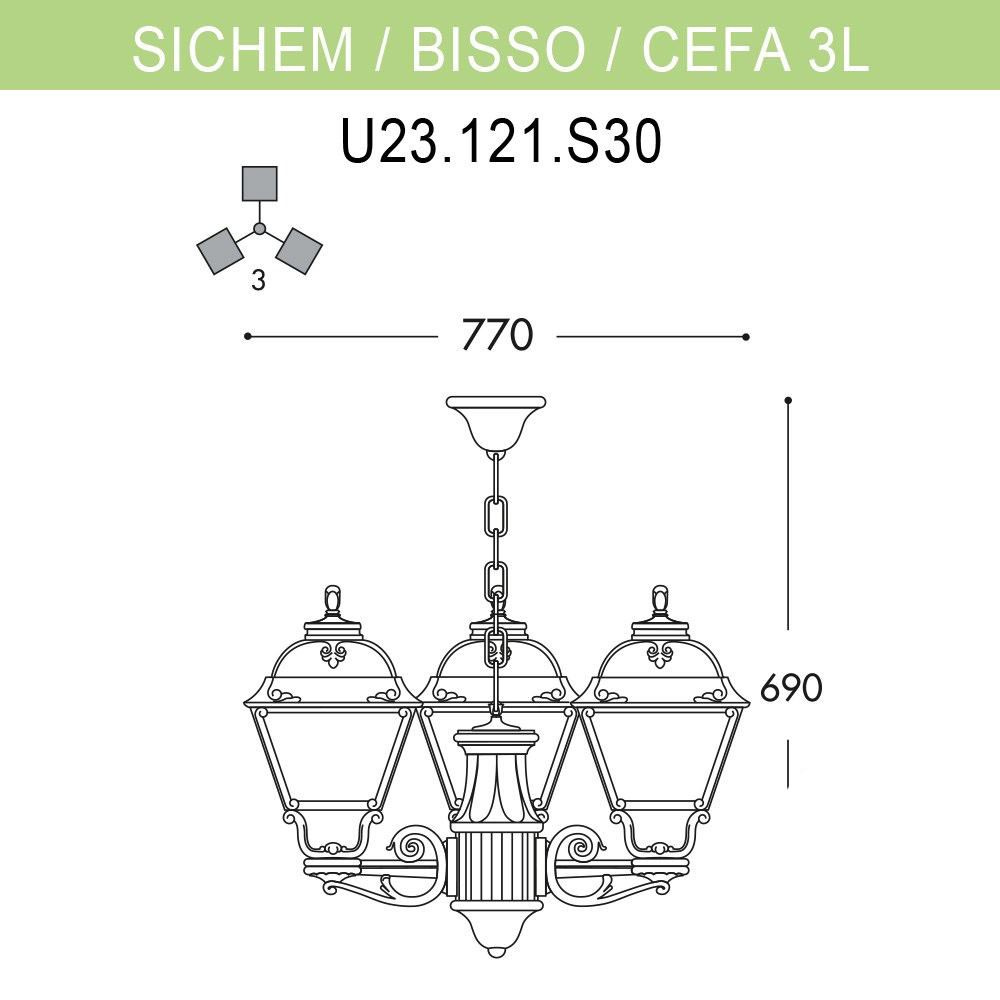 Уличный подвесной светильник Fumagalli Sichem/Cefa 3L U23.120.S30.BYF1R