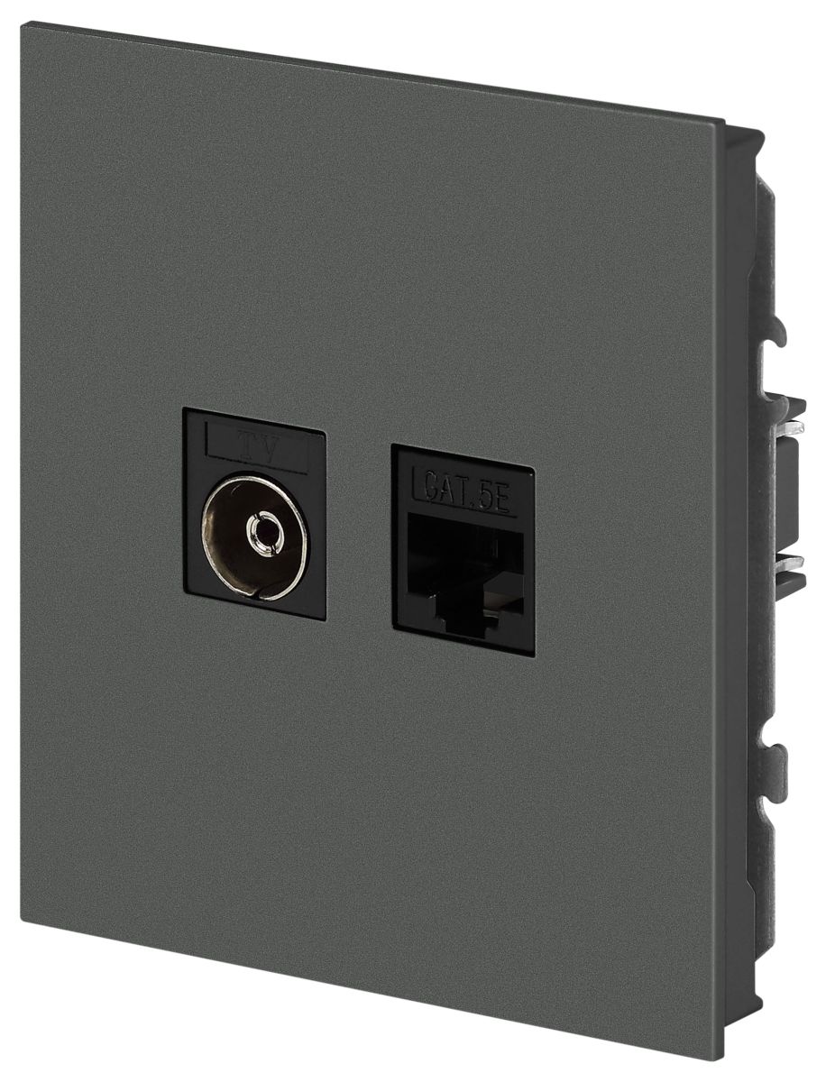Розетка Эра Arktik 16-3110-06 комбинированная RJ45+TV графит Б0070499