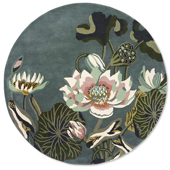 Ковер Wedgwood 38608 (D150) Waterlily Round Midnight Pond 150 x 150 см