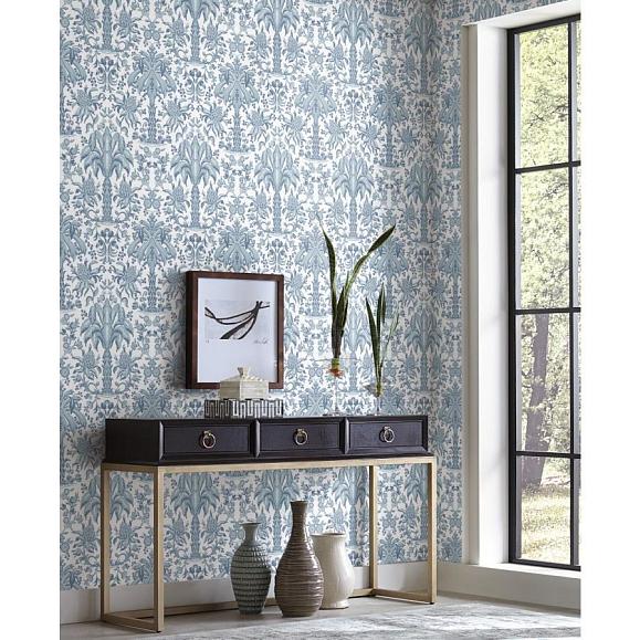 Обои York DM5012 Palmetto Palm Damask Blue
