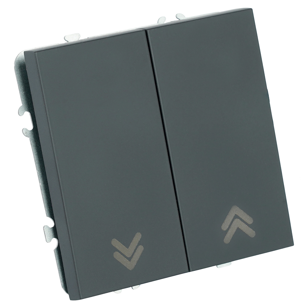 Выключатель двухклавишный Stekker Эмили RSW10-5116-05 черный уголь soft touch 50824