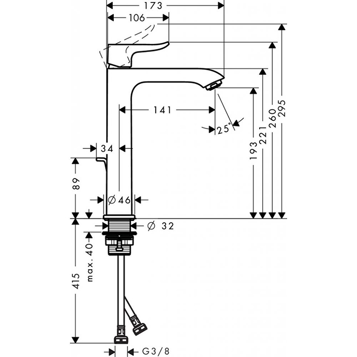 Hansgrohe Metris Смеситель для раковины, 1 отв., цвет: хром