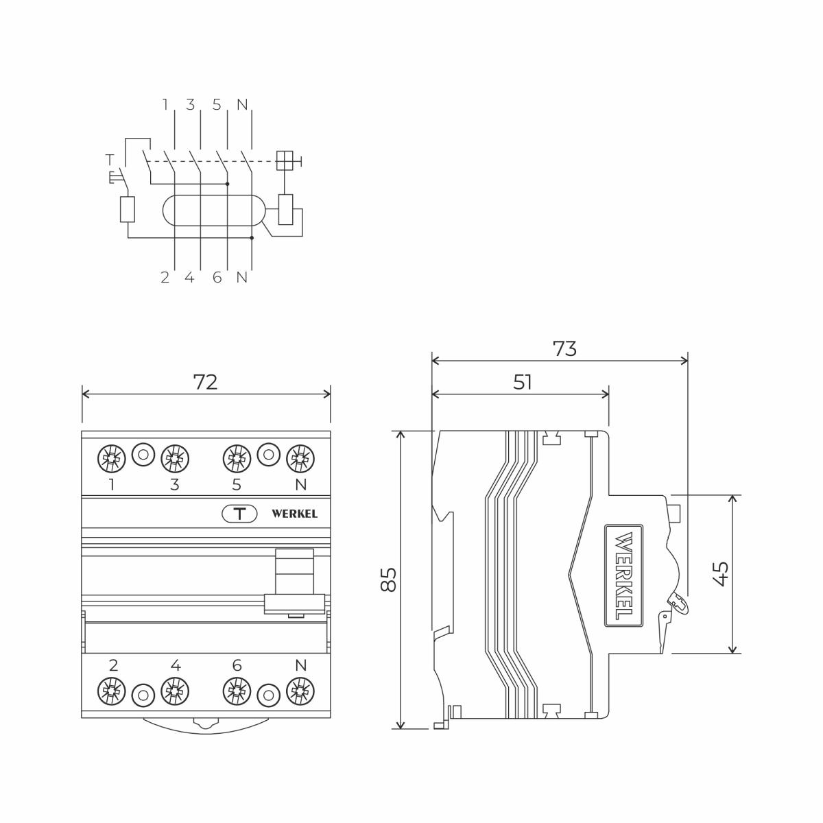 Устройство защитного отключения 3P+N 63 A 30m А АС 6 kА Werkel W914P636 4690389193200 a062566