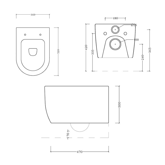 Artceram A16 Унитаз подвесной 36x52см, безободковый, saniglaze, the.reel, цвет: brown tortora