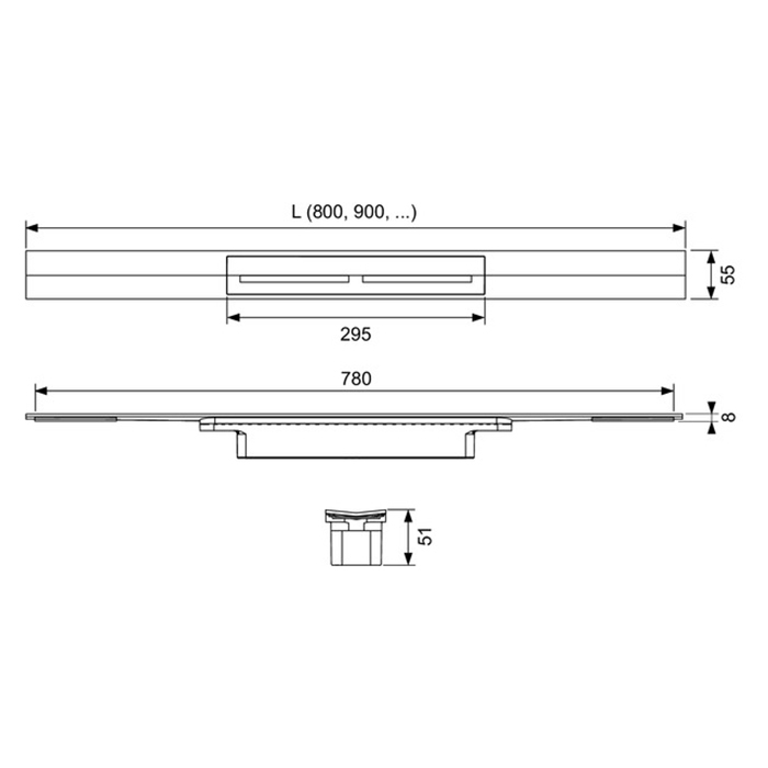 Профиль для душа TECEdrainprofile, 900 мм, PVD Brushed Gold Optic