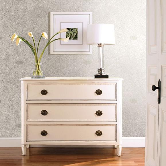 Обои York BW3921 Wood Block Blooms Cream/Glint