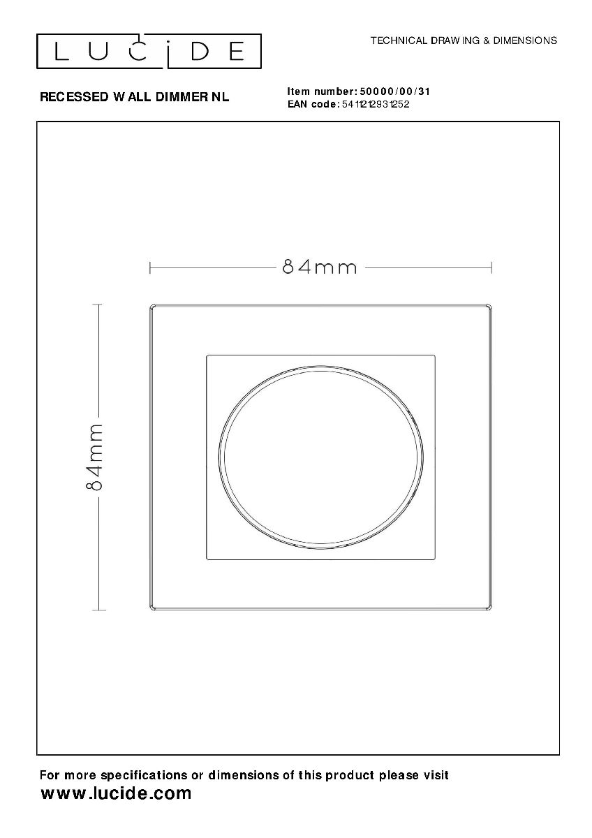 Диммер Lucide Recessed Wall Dimmer Nl 50000/00/31