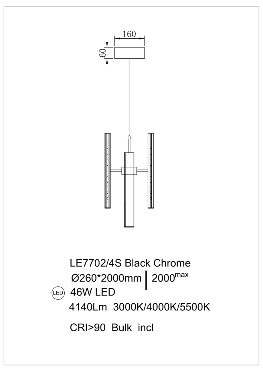 Подвесной светильник Christine LE7702/4S Black Chrome
