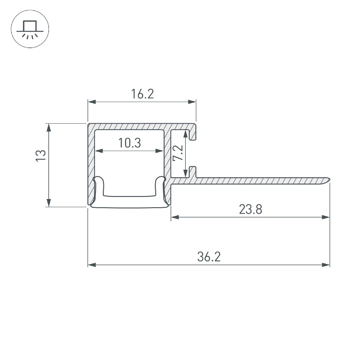Профиль Arlight FANTOM-BENT-W12-TOP-EDGE-2000 ANOD 040328(1)