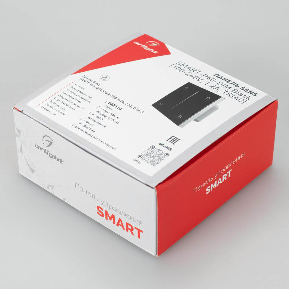 Панель Arlight Smart-P36-Dim-IN Black (230V, 1.2A, Triac, Sens, 2.4G) 028110