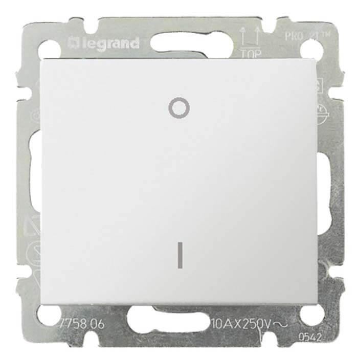 Выключатель одноклавишный двухполюсный Legrand Valena 16A 250V белый 774204