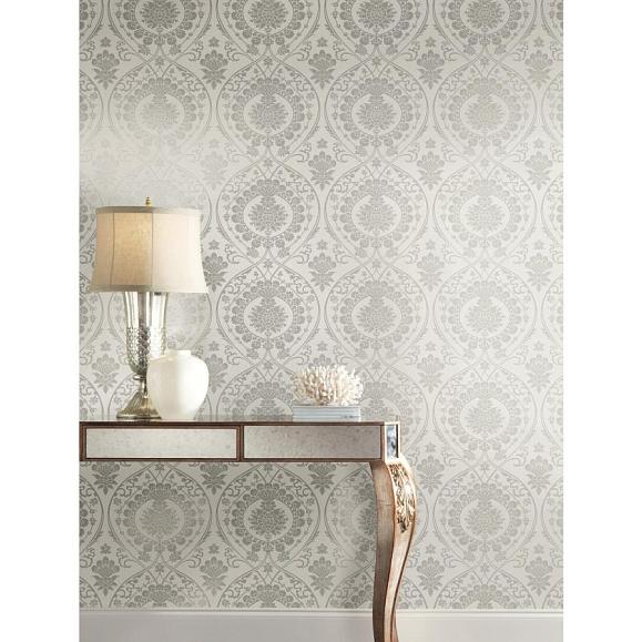 Обои York DM4904 Imperial Damask Grey/Silver