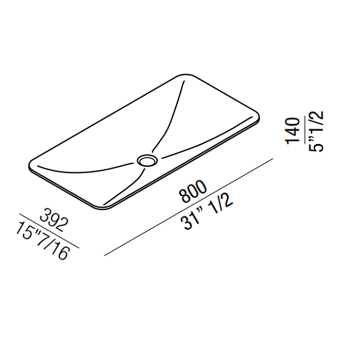 Agape Ottocento 002 Раковина 80x39.2x14 см, без отв., цвет: белый