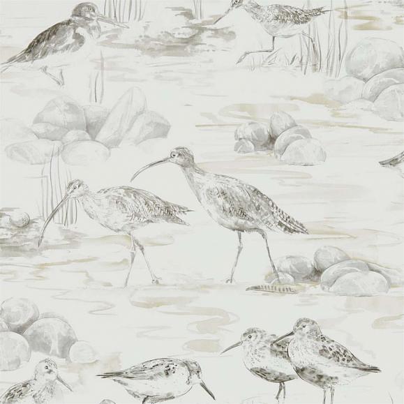 Обои Sanderson 216493 Estuary Birds Chalk/Sepia