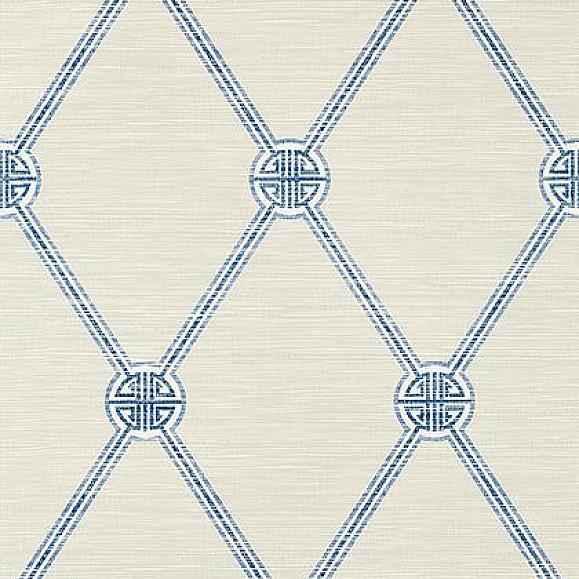 Обои Thibaut T13351 Turnberry Trellis Beige and Blue